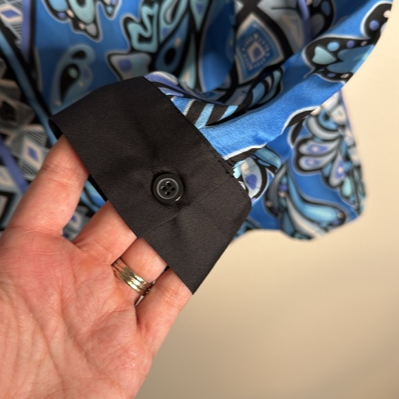 Bob Mackie Blue Button Down Blouse Size Medium - Picture 4 of 5